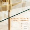 TAVOLO IN ACCIAIO CON PIANO IN VETRO TEMPERATO 150X75X76 CM GAMBE NATURALI