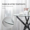 TAVOLO ROTONDO IN VETRO E GAMBE INCROCIATE IN METALLO 80X80X75CM