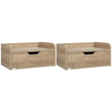 SET 2 COMODINI SOSPESI IN TRUCIOLATO NERO 40X30X19,5 CM COLORE LEGNO