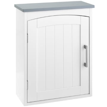 MOBILE BAGNO A UN'ANTA CON MENSOLA REGOLABILE 41X18.5X52CM BIANCO E GRIGIO