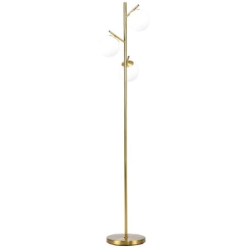 LAMPADA DA TERRA MODERNA CON 3 PUNTI LUCE IN ACCIAIO E VETRO Ø27X159CM ORO