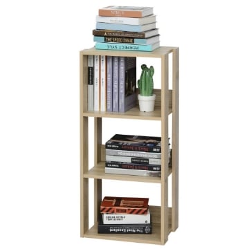 LIBRERIA SCAFFALE IN LEGNO CON 3 RIPIANI DESIGN ANTIRIBALTAMENTO 40X29.2X87.9 CM