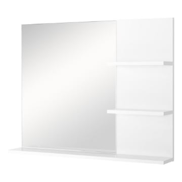 MOBILETTO PENSILE BAGNO CON SPECCHIO E 3 RIPIANI IN MDF 60 X 10 X 48 CM BIANCO