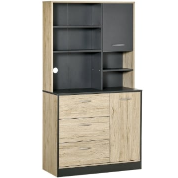 MOBILE DA CUCINA 4 RIPIANI IN LEGNO 90 X 39 X 169 CM ROVERE E NERO