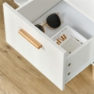 MOBILETTO MULTIUSO CON 3 RIPIANI APERTI E CASSETTI, MOBILE PER SOGGIORNO, CUCINA, UFFICIO IN LEGNO BIANCO, 60X40X100CM