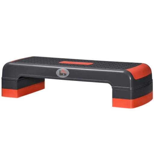 STEP FITNESS PER AEROBICA REGOLABILE SU 3 ALTEZZE 10-15-20 CM IN PLASTICA, NERO E ROSSO