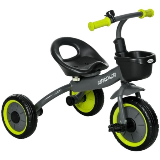 TRICICLO PER BAMBINI DA 2-5 ANNI CON SEDUTA REGOLABILE E CAMPANELLO, 70.5X50X58CM, NERO