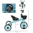 TRICICLO PER BAMBINI DA 2-5 ANNI CON SEDUTA REGOLABILE E CAMPANELLO, 70.5X50X58CM, BLU