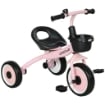 TRICICLO PER BAMBINI DA 2-5 ANNI CON SEDUTA REGOLABILE E CAMPANELLO, 70.5X50X58CM, ROSA