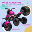 TRICICLO ELETTRICO PER BAMBINI 18-36 MESI 3 IN 1 CON FARI, MUSICA E CLACSON, IN PP E ACCIAIO, 75X43X47 CM, ROSA