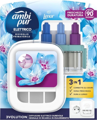 AMBI PUR 3VOLUTION PROFUMATORE 1 DIFFUSORE ELETTRICO + 4 RICARICHE FRAGRANZA PRIMAVERILE ELIMINA ODORI FINO A 90 GIORNI OKX