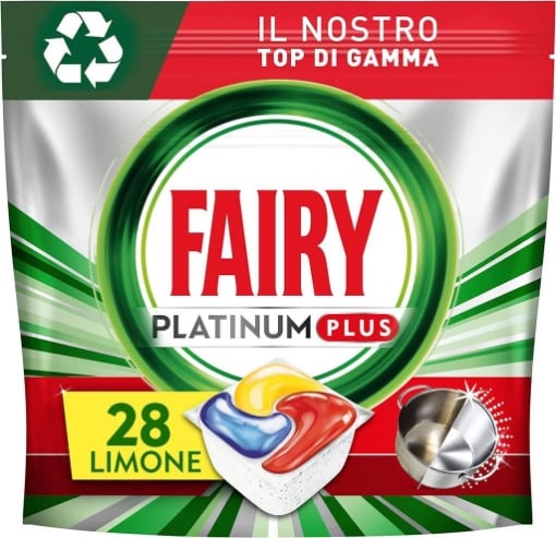 PASTIGLIE PER LAVASTOVIGLIE FAIRY PLATINUM PLUS TUTTO IN UNO LIMONE 28 CAPSULE RIMUOVE L’OPACITÀ E PREVIENE IL CALCARE OKX