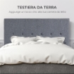 TESTIERA LETTO MATRIMONIALE TRAPUNTATA A BOTTONI CON 2 GANCI, IN TESSUTO EFFETTO LINO, 160X7X120 CM, GRIGIA