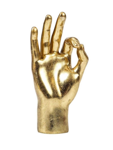 STATUA DECORATIVA MANO OK 15X6X24CM IN COLORE ORO