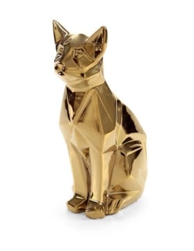 STATUA DECORATIVA GATTO 17X12X28 CM IN COLORE ORO