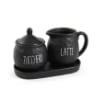 SET LATTIERA E ZUCCHIERA CON VASSOIO IN CERAMICA 19X11X2 CM IN COLORE NERO