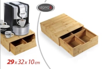 CASSETTO MULTIUSO IN LEGNO CON DIVISORIO INTERNO 29X32X10CM COLORE NATURALE