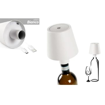 LAMPADA A LED RICARICABILE PER BOTTIGLIA 11X14 CM IN COLORE BIANCO CON BATTERIA 800 MAH 1-2W