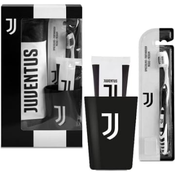 JUVENTUS COFANETTO REGALO DENTIFRICIO ALLA MENTA 75ML + BICCHIERE + SPAZZOLINO SETOLE MEDIE + ASTUCCIO