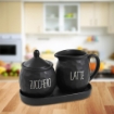 SET LATTIERA E ZUCCHIERA CON VASSOIO IN CERAMICA 19X11X2 CM IN COLORE NERO