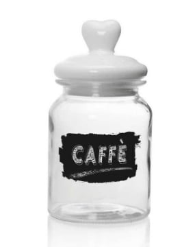 BARATTOLO IN VETRO CON TAPPO IN CERAMICA A CUORE DA 1000 ML 11X21 CM CAFFE' 