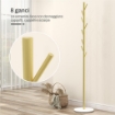 APPENDIABITI DA TERRA AUTOPORTANTE CON 8 GANCI, BASE IN MARMO E ACCIAIO, Ï32X164CM, ORO