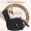  POLTRONA RELAX RECLINABILE CON 8 PUNTI MASSAGGIANTI, IN FINTA PELLE E ACCIAIO, 97X92X104 CM, NERO