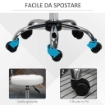  SGABELLO GIREVOLE ROTONDO CON RUOTE, ALTEZZA REGOLABILE E RIVESTIMENTO IN FINTA PELLE, BIANCO