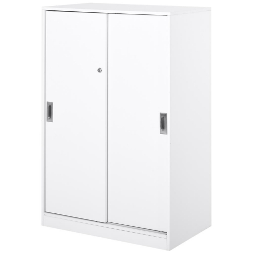 ARMADIETTO DA UFFICIO A 3 RIPIANI CON 2 CHIAVI DI SICUREZZA, IN TRUCIOLATO, 80X40X120 CM, BIANCO