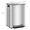 BIDONE IMMONDIZIA A 2 SEZIONI DA 30L A PEDALE CON COPERCHIO SILENZIOSO, IN ACCIAIO INOX E PP, 47.7X37.5X66.8 CM