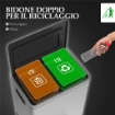 BIDONE IMMONDIZIA A 2 SEZIONI DA 15L A PEDALE CON COPERCHIO SILENZIOSO, IN ACCIAIO INOX E PP, 40X34.8X47.5 CM