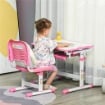 BANCO SCUOLA PER BAMBINI 6-12 ANNI CON SEDIA E ALTEZZA REGOLABILE, PIANO INCLINABILE, 66X47X52-77 CM, ROSA