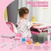 BANCO SCUOLA PER BAMBINI 6-12 ANNI CON SEDIA E ALTEZZA REGOLABILE, PIANO INCLINABILE, 66X47X52-77 CM, ROSA