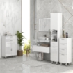 MOBILETTO BAGNO IN TRUCIOLATO CON 4 CASSETTI E BASE RIALZATA, 30X30X93 CM, BIANCO