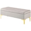 PANCA CONTENITORE FONDO LETTO CON TESSUTO VELLUTATO E GAMBE DORATE, 120X44X44.5CM, GRIGIO CHIARO