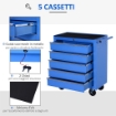 CARRELLO DA OFFICINA CON 5 CASSETTI PORTAUTENSILI DA LAVORO 67.5X33X77CM