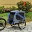 CARRELLO PER CANI CON RETI PROTETTIVE, BANDIERINE E CATARIFRANGENTI, 130X73X94 CM, BLU E GRIGIO