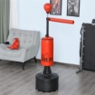 SACCO DA BOXE AD ALTEZZA REGOLABILE CON PUNCHING BALL E BASE RIEMPIBILE, 88X48X155-205 CM, ROSSO E NERO