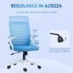 SEDIA ERGONOMICA GIREVOLE AD ALTEZZA REGOLABILE CON BRACCIOLI, 54X54X89-99 CM, BIANCA E AZZURRA