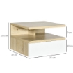 SET DA 2 COMODINI SOSPESI CON CASSETTO E RIPIANO SUPERIORE, IN LEGNO, 35X32X22.5 CM, BIANCO E ROVERE