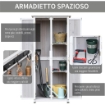 CASETTA PORTA ATTREZZI IN LEGNO DI ABETE A 3 LIVELLI CON TETTO IN BITUME, 77X58X175 CM, GRIGIO