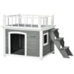 CASETTA PER CANI CON TERRAZZA SCALETTA E FINESTRA 121X77X78CM GRIGIO CHIARO