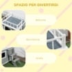 CASETTA PER CANI CON TERRAZZA SCALETTA E FINESTRA 121X77X78CM GRIGIO CHIARO