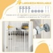 CANCELLETTO PER CANI CON PORTA PICCOLA, MONTAGGIO A PRESSIONE E CHIUSURA AUTOMATICA, 74-80X91.4CM, BIANCO