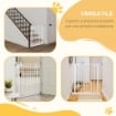 CANCELLETTO PER CANI CON PORTA PICCOLA, MONTAGGIO A PRESSIONE E CHIUSURA AUTOMATICA, 74-80X91.4CM, BIANCO