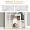 CANCELLINO PER CANI REGOLABILE CON PORTA PICCOLA E CHIUSURA AUTOMATICA, 75-103X76CM, BIANCO