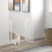 CANCELLETTO PER CANI A LARGHEZZA REGOLABILE CON DOPPIO BLOCCO, IN ACCIAIO E ABS, 76X75-95 CM, BIANCO