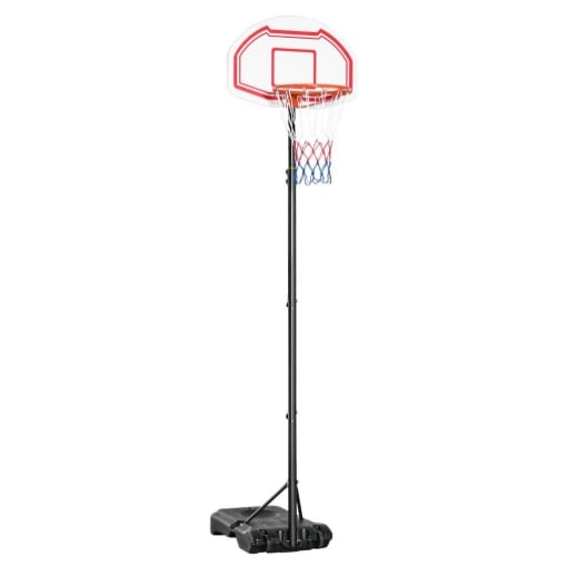 CANESTRO BASKET AD ALTEZZA REGOLABILE CON BASE RIEMPIBILE E 2 RUOTE, IN ACCIAIO, PE E HDPE, 70X45X2 CM