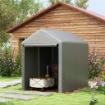 CAPANNO ATTREZZI TENDA GARAGE CON COPERTURA ANTI UV E TELAIO IN METALLO, 120X179X165CM, GRIGIO CHIARO