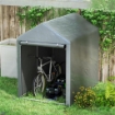 CAPANNO ATTREZZI TENDA GARAGE CON COPERTURA ANTI UV E TELAIO IN METALLO, 120X179X165CM, GRIGIO CHIARO